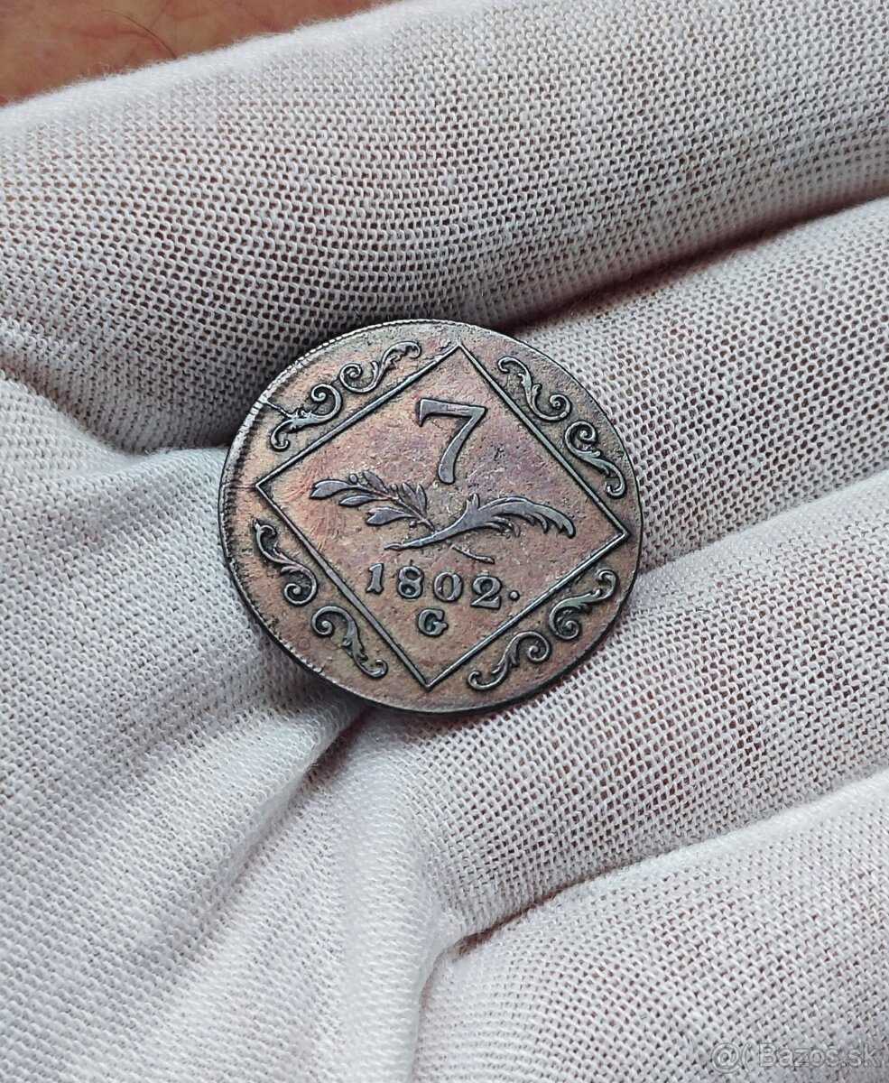 7 grajciar 1802 G, Nagybanya, krásny, veľmi vzácny