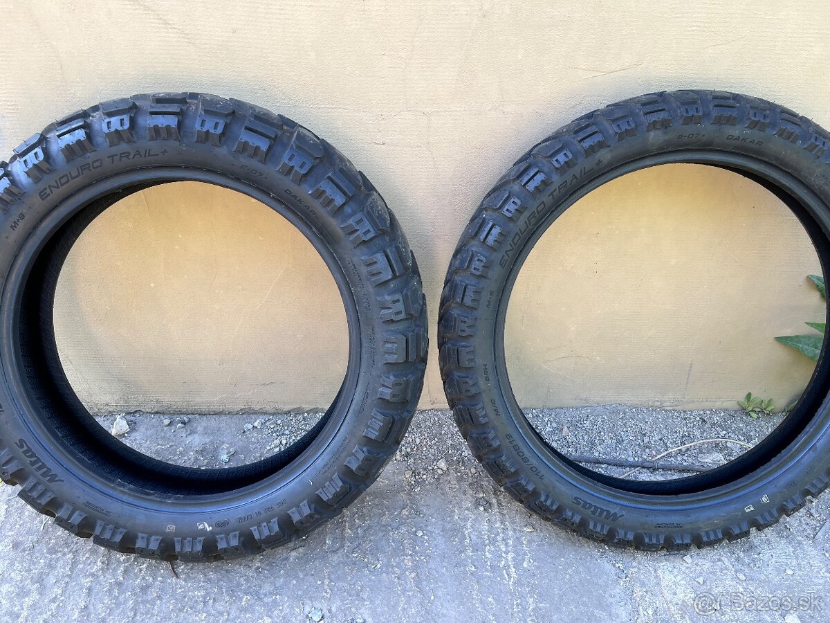 Mitas E-07+ DAKAR 150/70 B17 + 110/80 B19 – ako nové, DOT 20