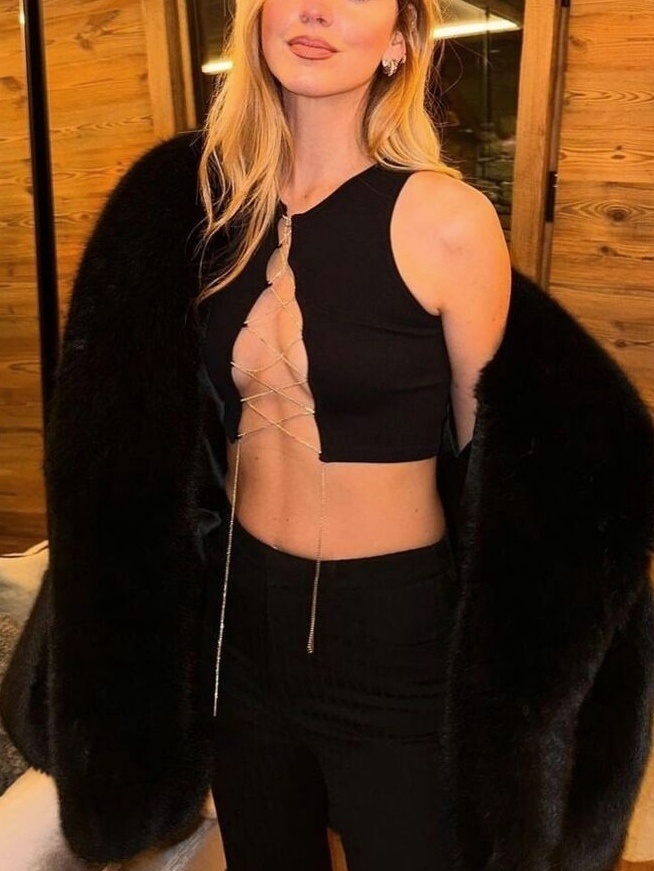 Crop top s kamienkami Zara
