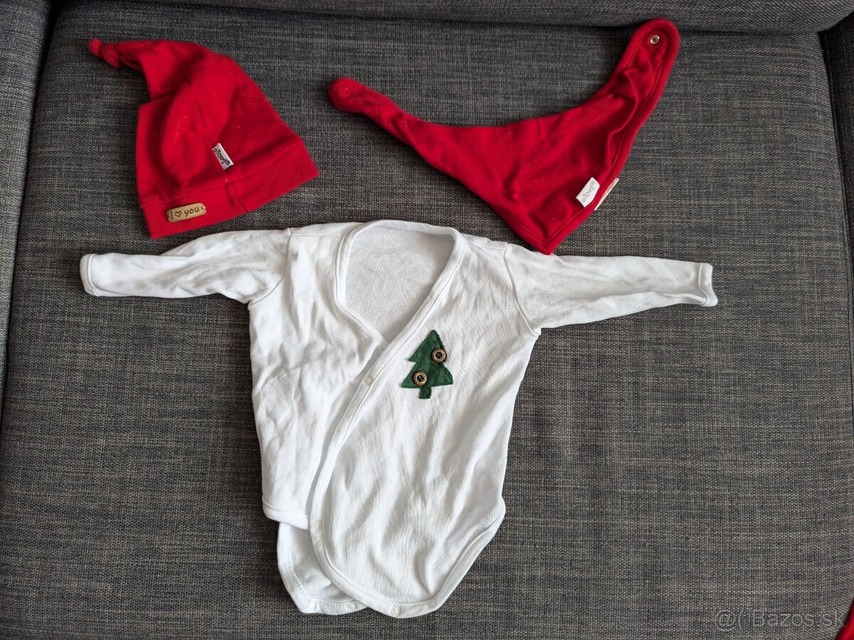 Vianočné body, čiapka a podbradník, veľkosť 62