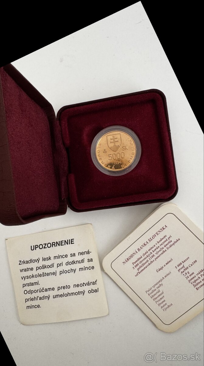 Zberateľská minca 5000Sk Svätopluk 1994