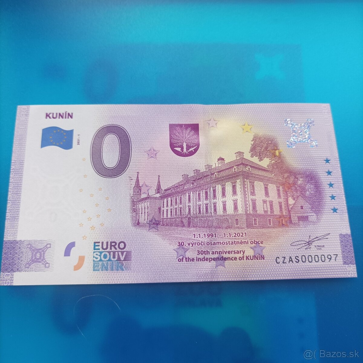 0 euro souvenír obec Kunin číslo 97