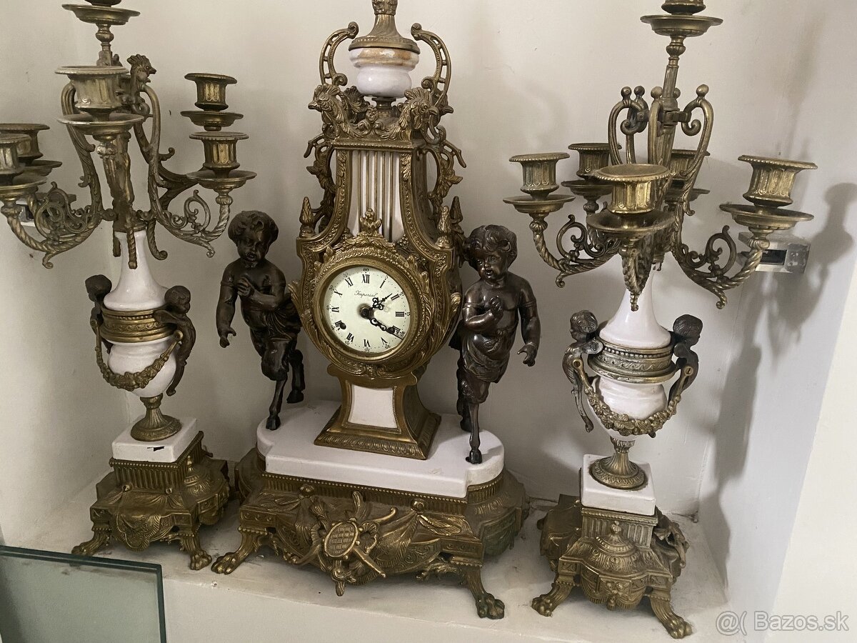 Stary mosadzny hodinovy set