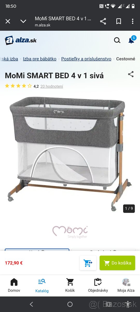 MoMi SMART BED 4 v 1 sivá. Detska postielka