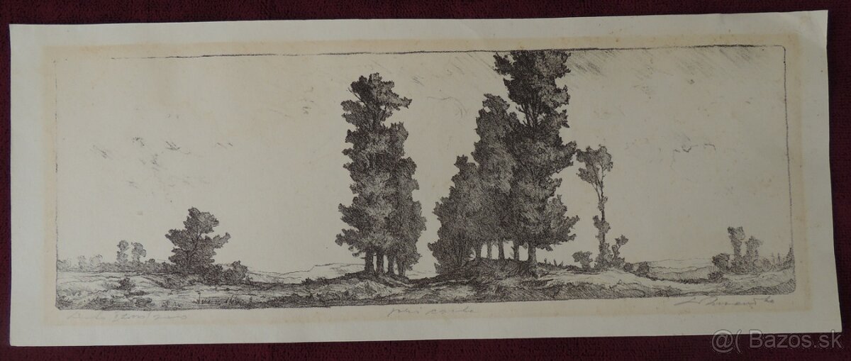 Križan Ludovít -Pri ceste, litografia na papieri 15x38 cm