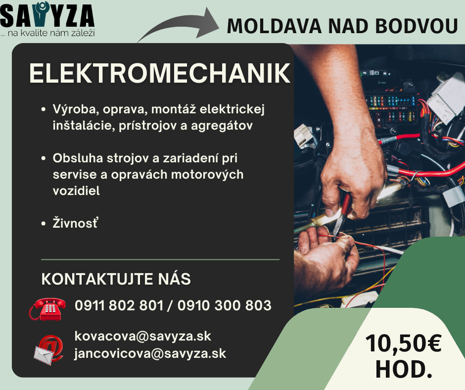 Hľadáme szčo mechanikou a elektromechanikou , 10,50€ na hod.
