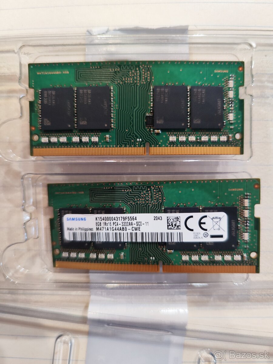 Predám 2×8GB DDR4 RAM Samsung 3200MHz