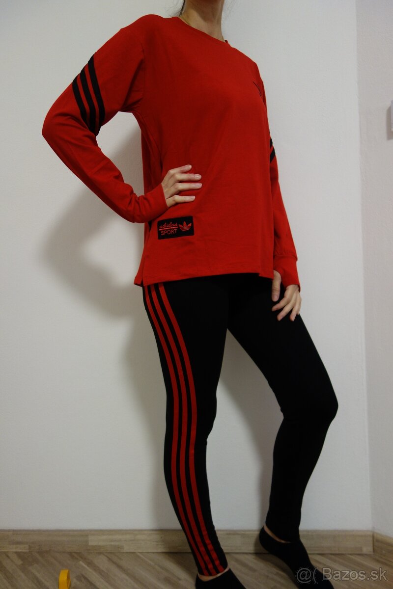 damska suprava adidas,cervena mikina, cier.pruhy