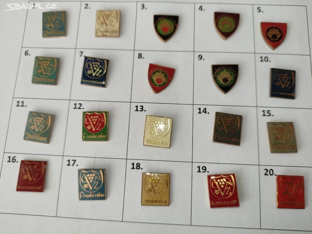 ČESKÉ VINAŘSKÉ ZÁVODY - SBÍRKA ODZNAKŮ.