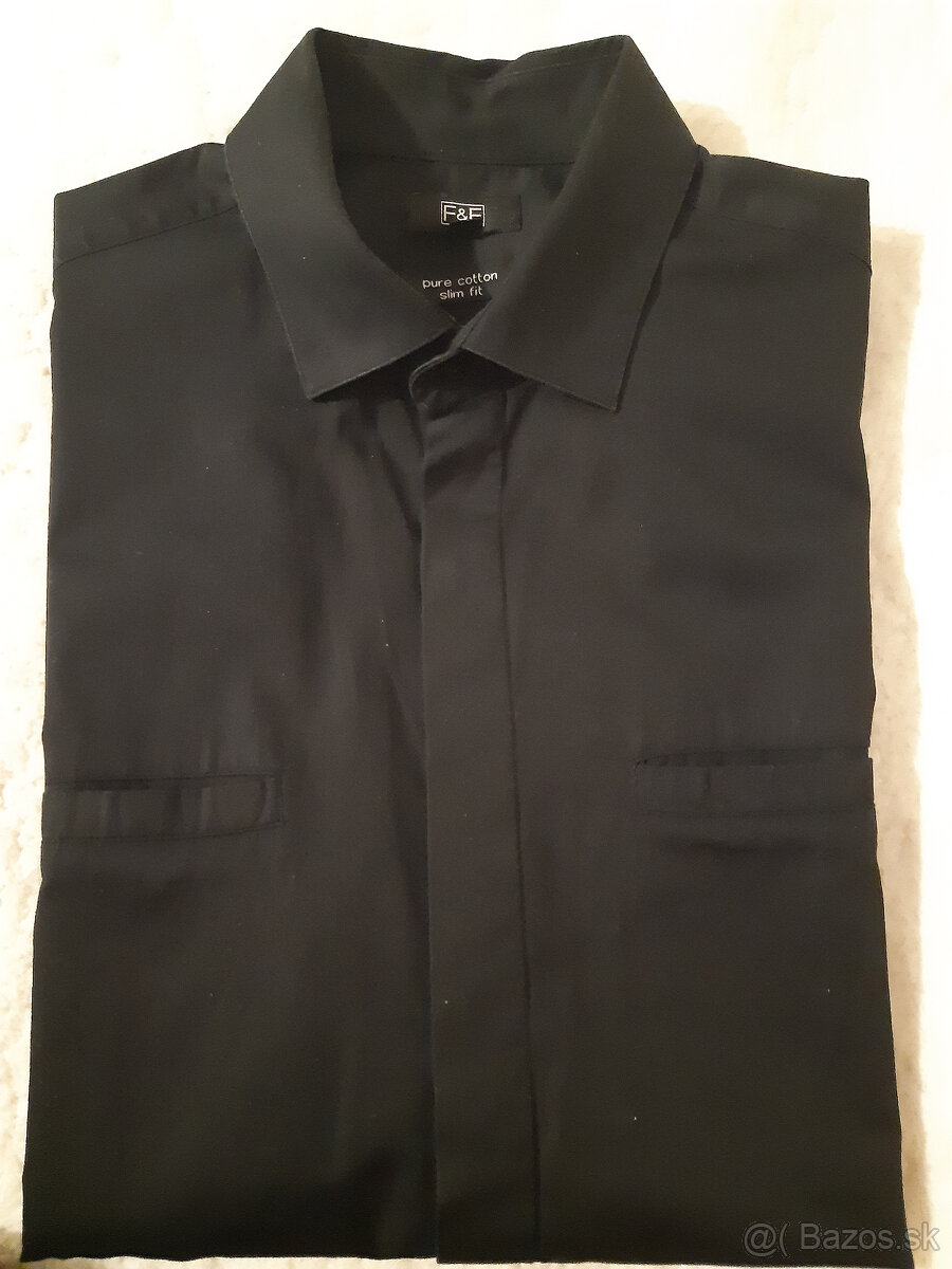 Pánska košeľa čierna veľkosť L- SLIM