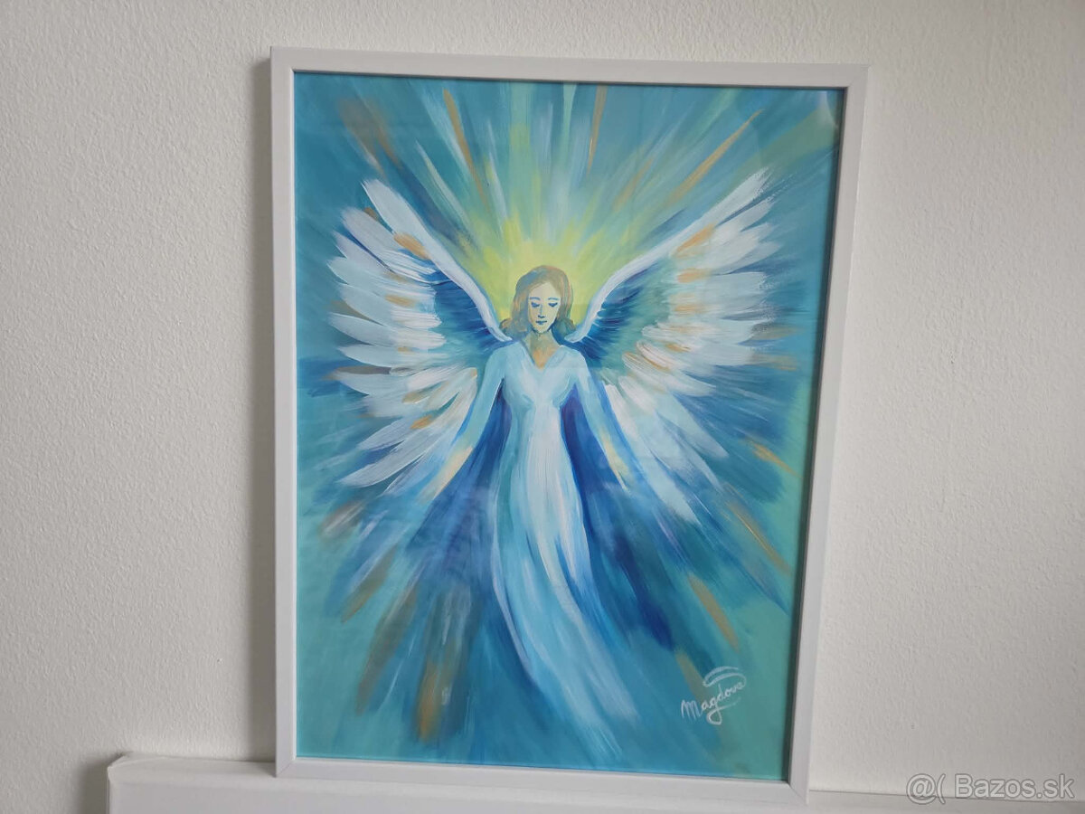 Akryl na akvarelovom papieri, ramik 30x40cm, motív : Anjel 2