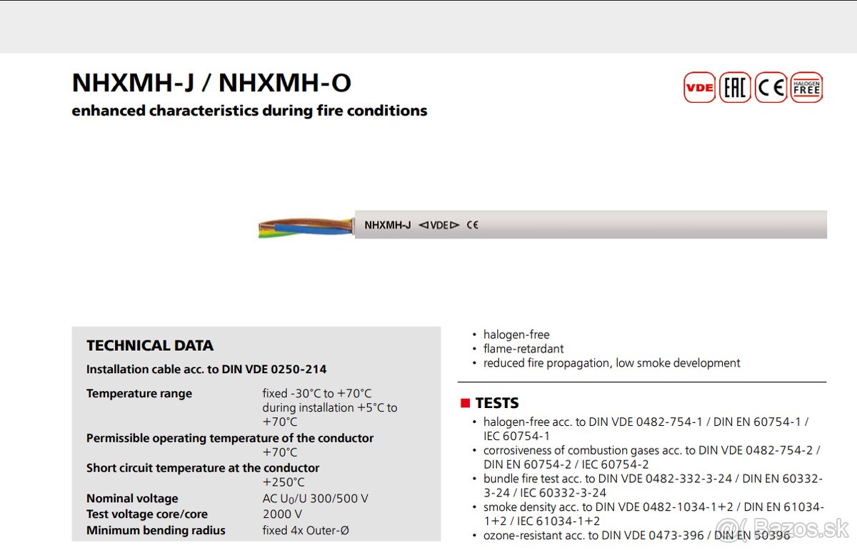Kábel  - NHXMH-J-5G4 - 33m