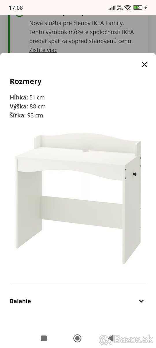 Písací stôl IKEA novy