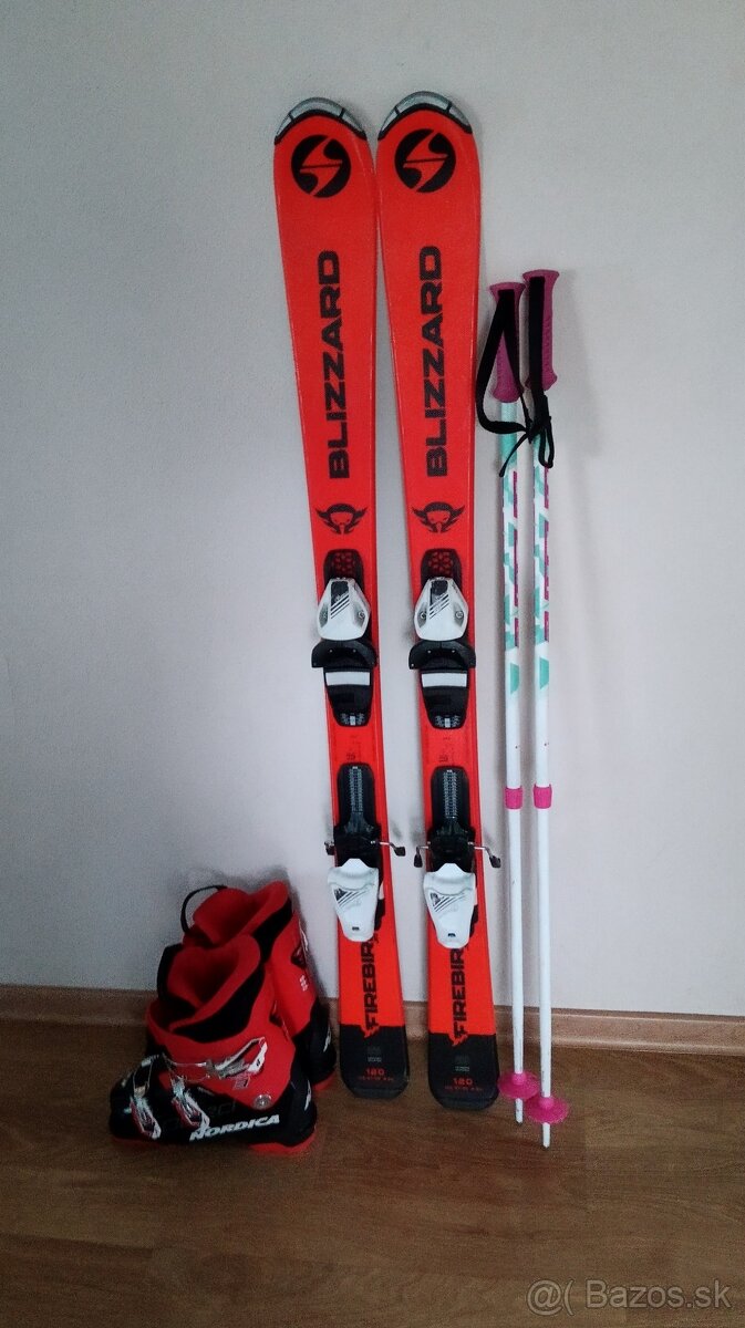 Detské/ juniorske lyže BLIZARD 120 cm+ lyžiarky +palice