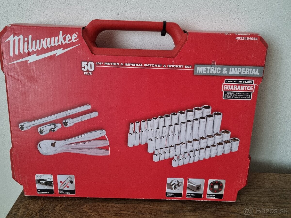 MILWAUKEE Metrické a palcové 1/4” nástrčné kľúče