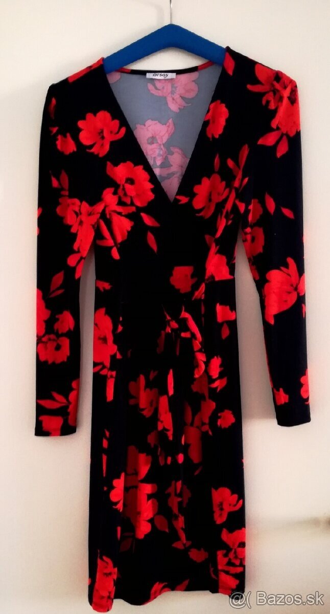 ORSAY červeno-čierne dámske kvetované šaty (NOVÉ)