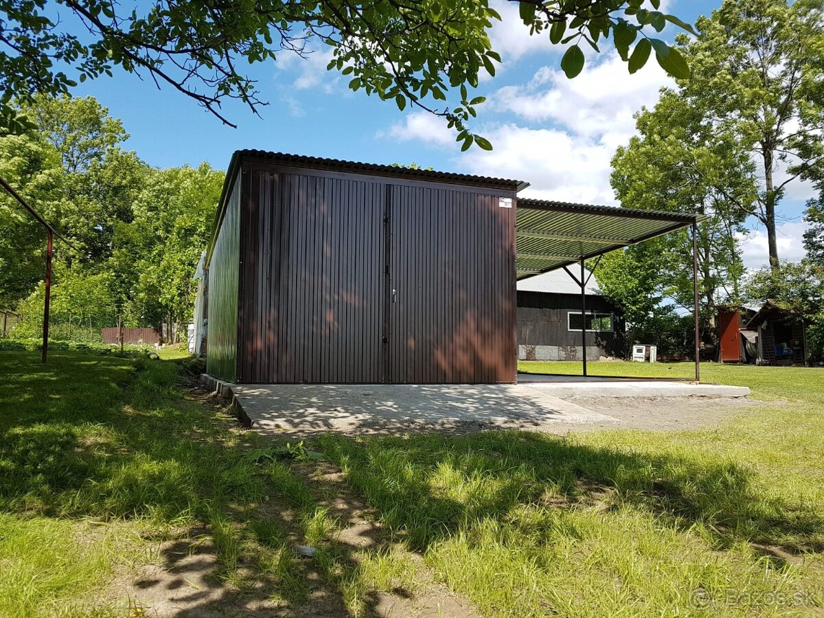 Plechová garáž 3+3x5m