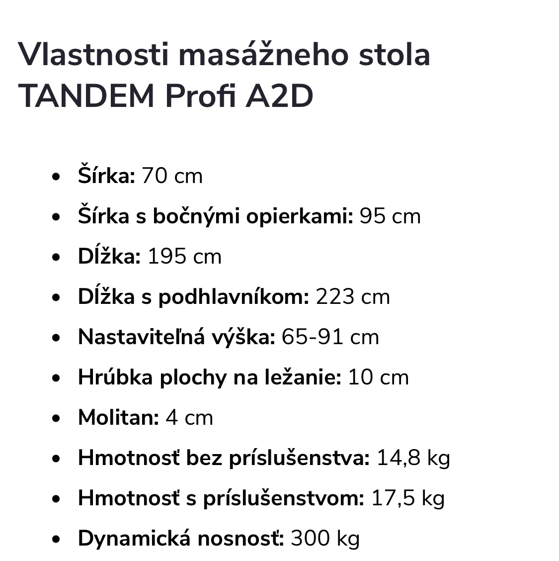 Masážny stôl Tandem Profi A2D
