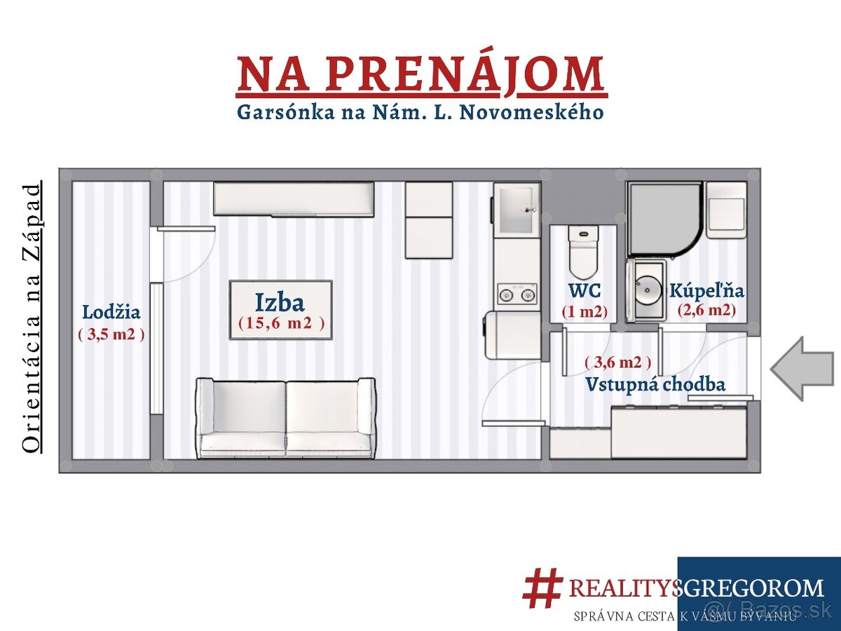 1+kk byt, L. Novomeského, 24 m2, s LO, na 9. z 12 pos, po KR