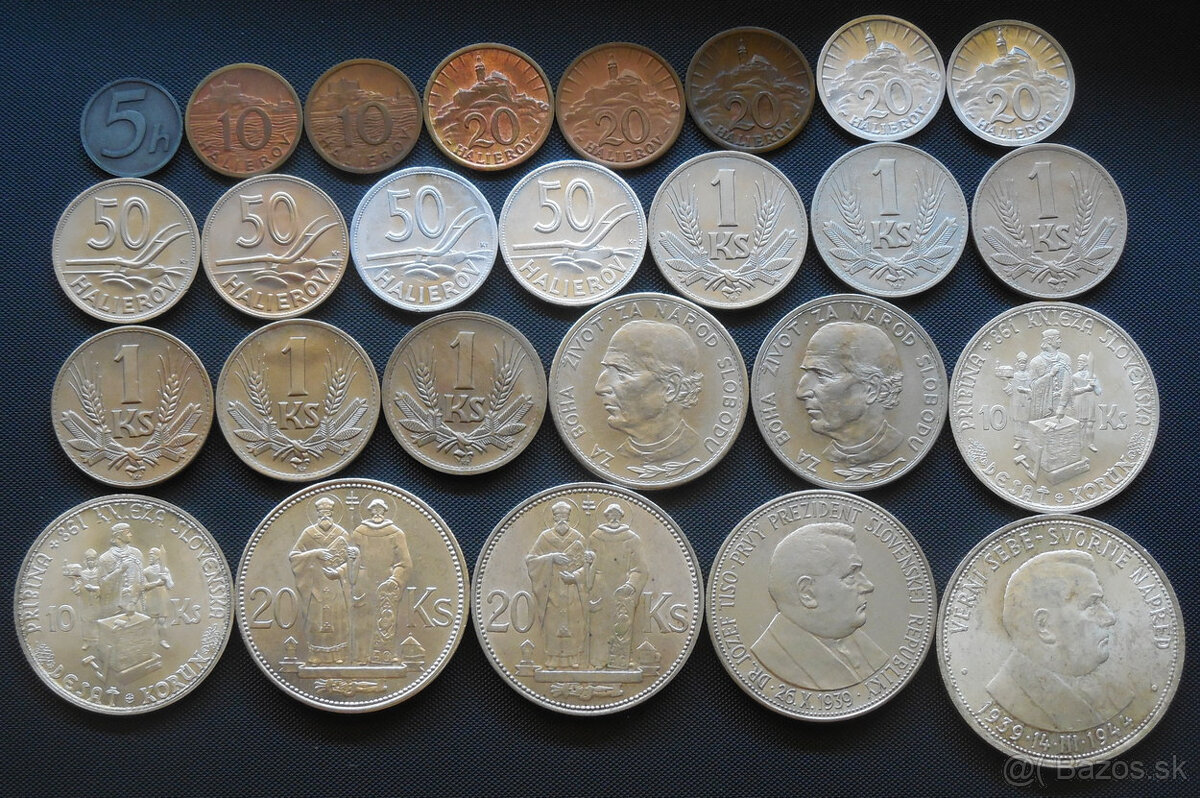 Mince: Sada Slovenský štát Špičkový stav 1939-1945