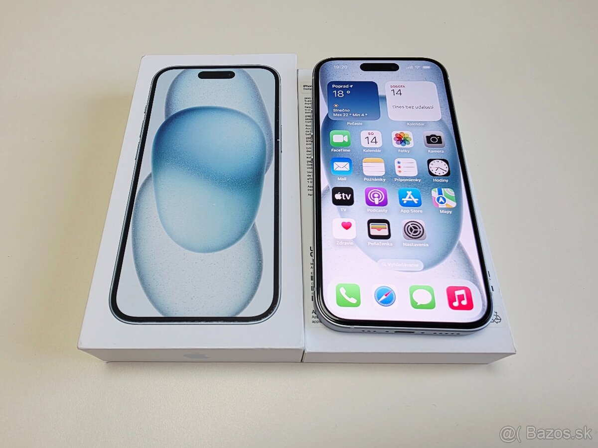 APPLE iPHONE 15 128GB TOP STAV, BATERKA 100% TOP STAV