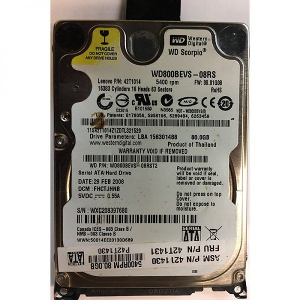 disk WD 80GB SATA 2,5