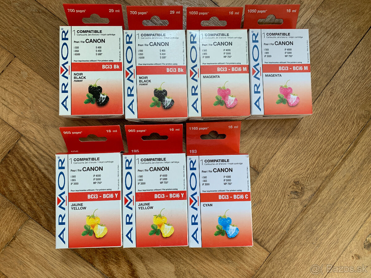 Predám farebné tonery Armor pre atramentovú tlačiareň Canon