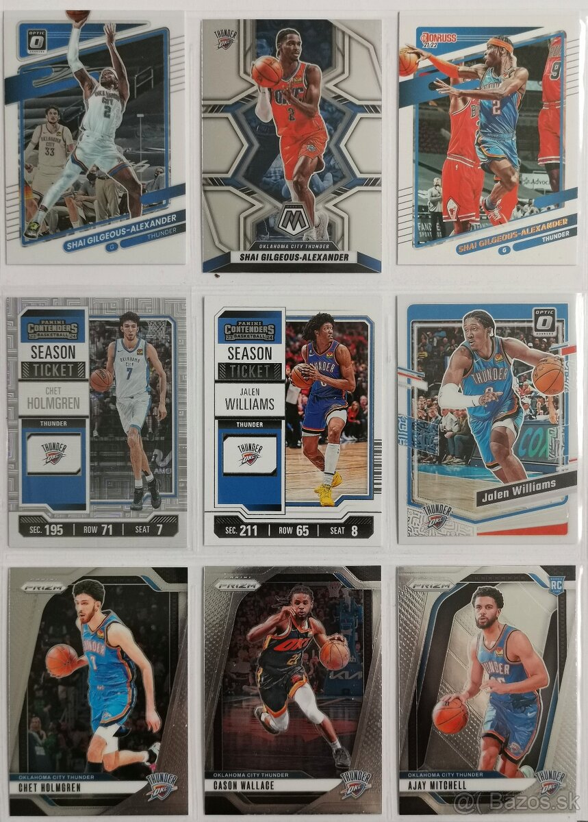 Kartičky NBA - Oklahoma Thunder (101 kariet)