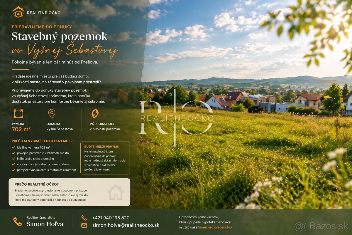 Land for sale · 702 m² · Prešov — 105 000 €