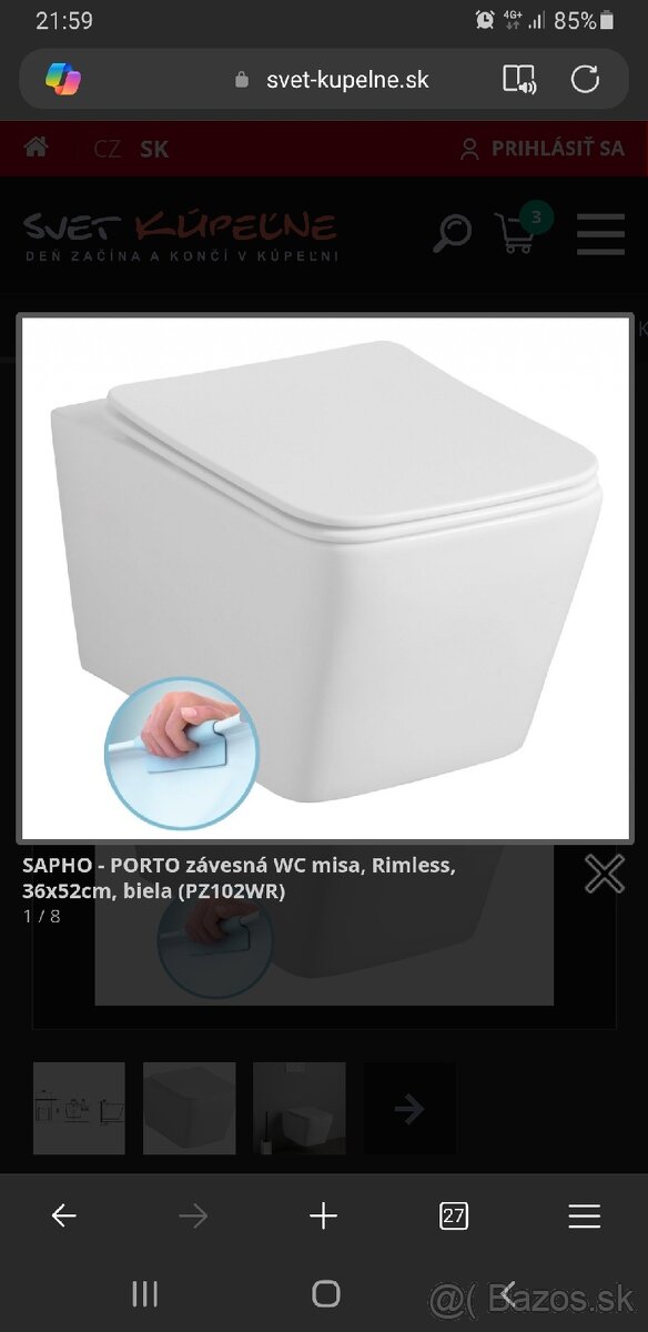 Zavesne wc SAPHO PORTO