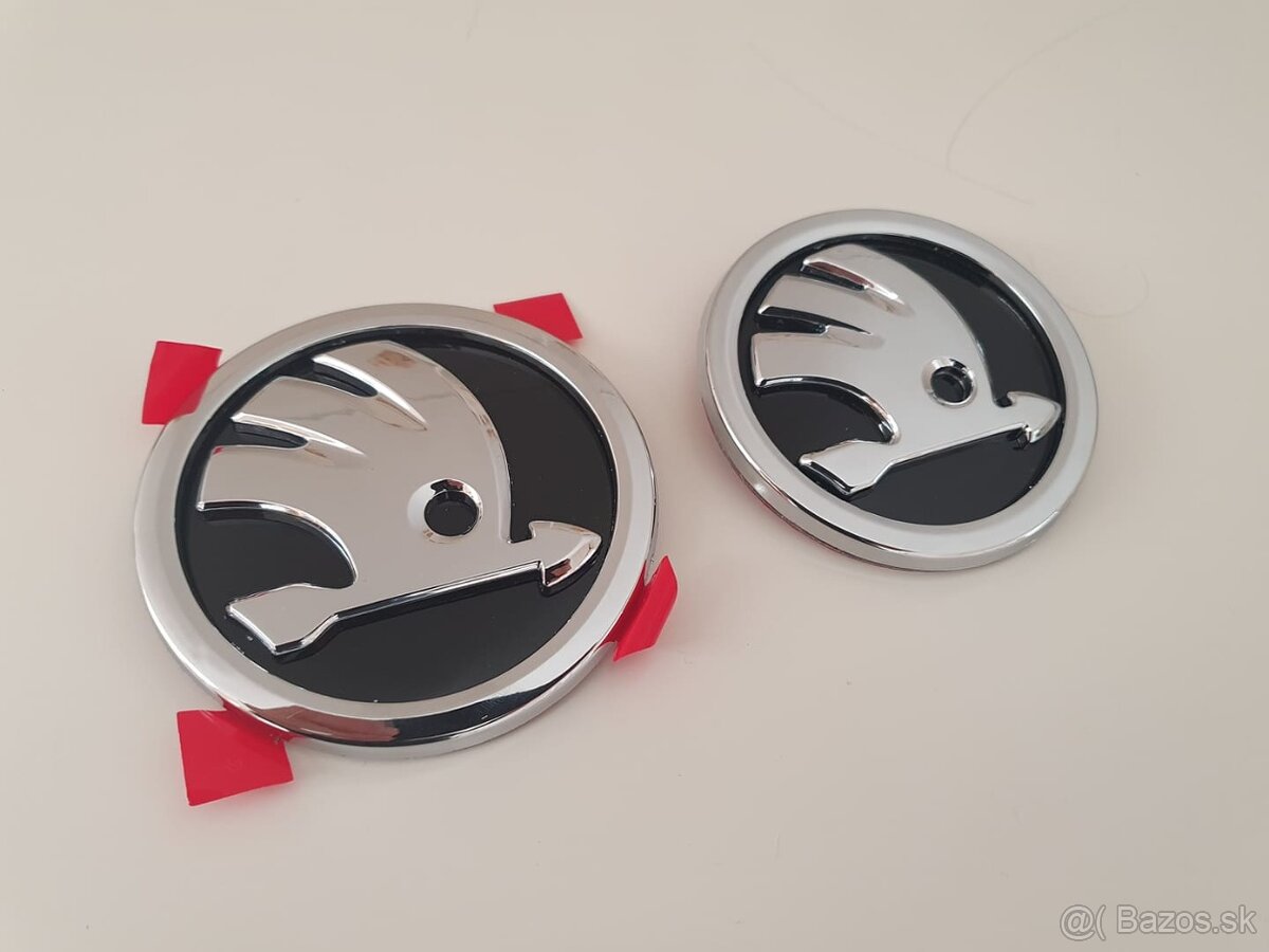 Škoda nové znaky chrómové 90mm a 80mm