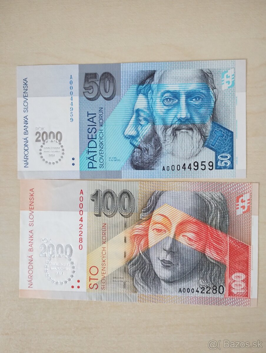 predán bankovky slovenská republika bimilenium, obe za 35 €