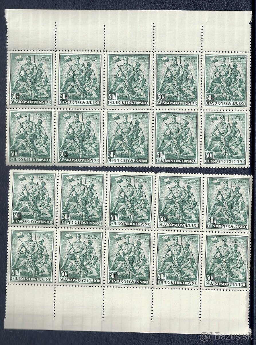 Známky, zbierka, bloky Zborov 1937, ČSR I