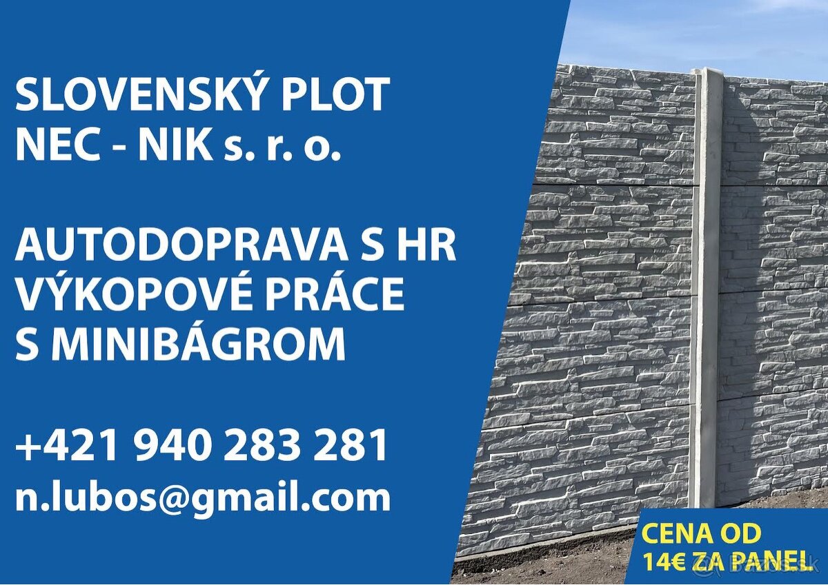 Vyroba Predaj a Montaz betotonoveho plotu