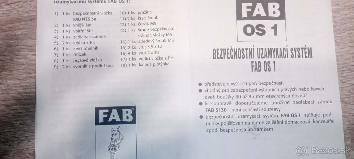 predám bezpečnostné kovanie OS 1