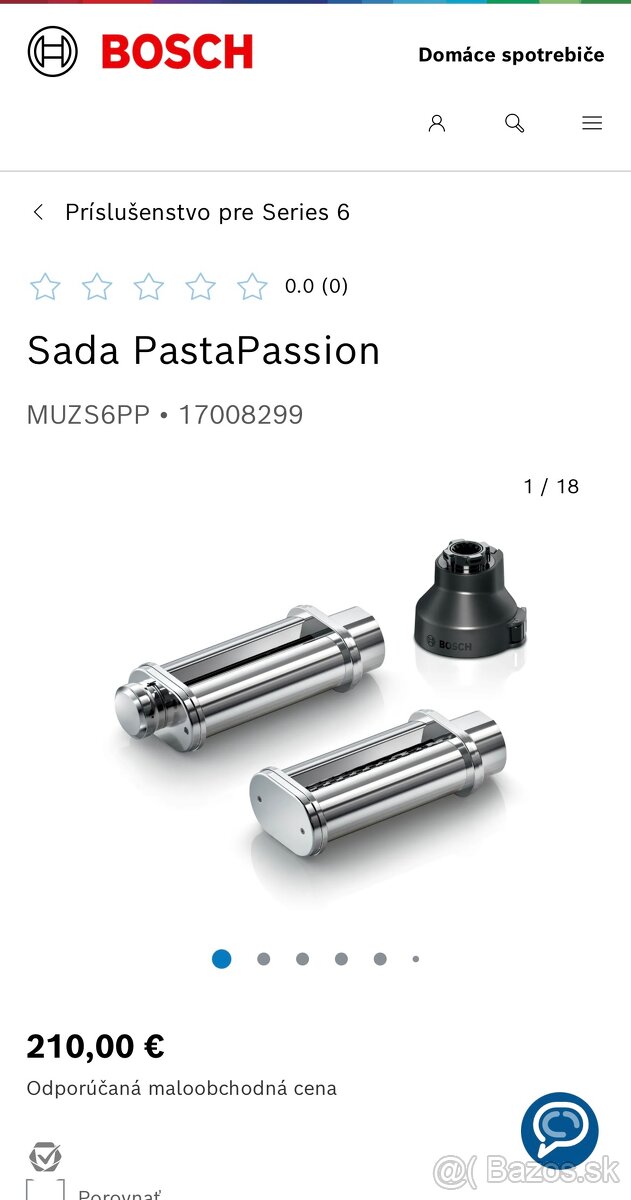Nadstavec na cestoviny Bosch MUZS6PPmum6 kuchynský robot