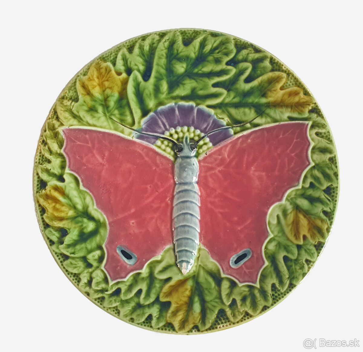 Secesný kameninový tanierik - Motýl #2