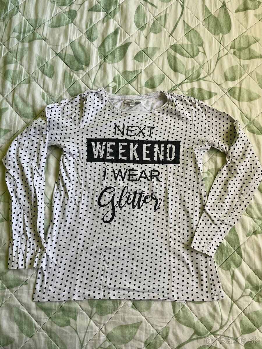 Dievcenske bodkovane tricko 11-12 rokov