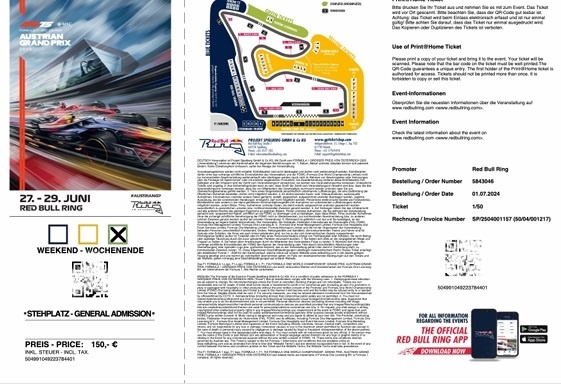 F1 Rakusko / grand prix 2025 Spielberg vstupenky pre dvoch