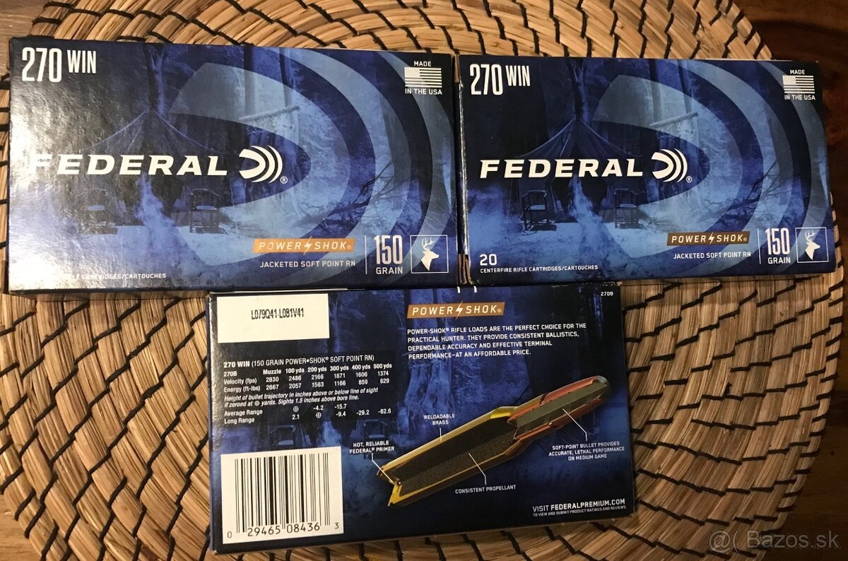 Náboje FEDERAL Power Shok kal. 270 Win., 150 Grain - NOVÉ