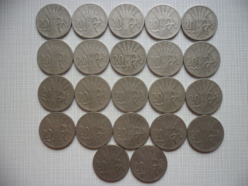 1. ČSR - 20 halierov, 25 halierov