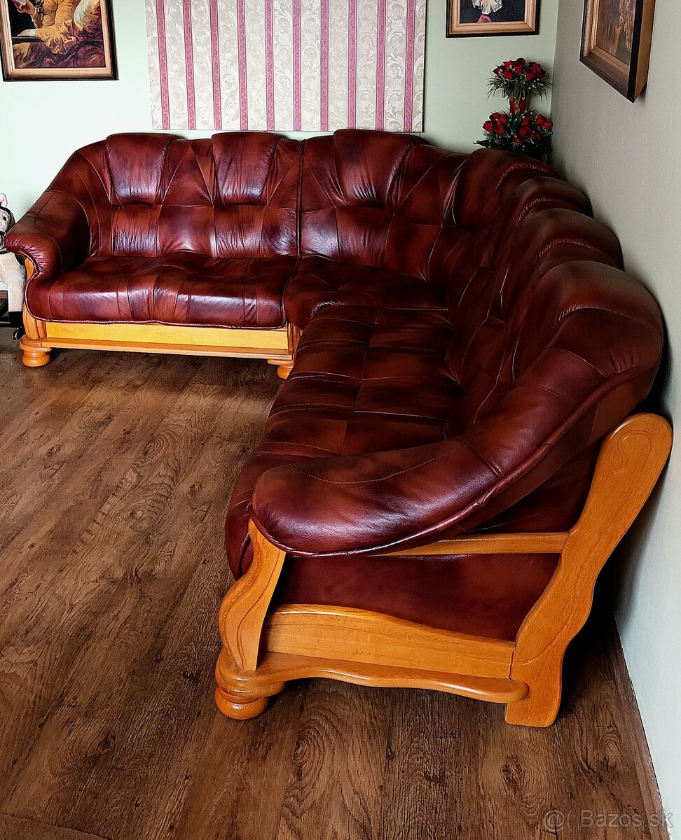 Kožená sedačka masív