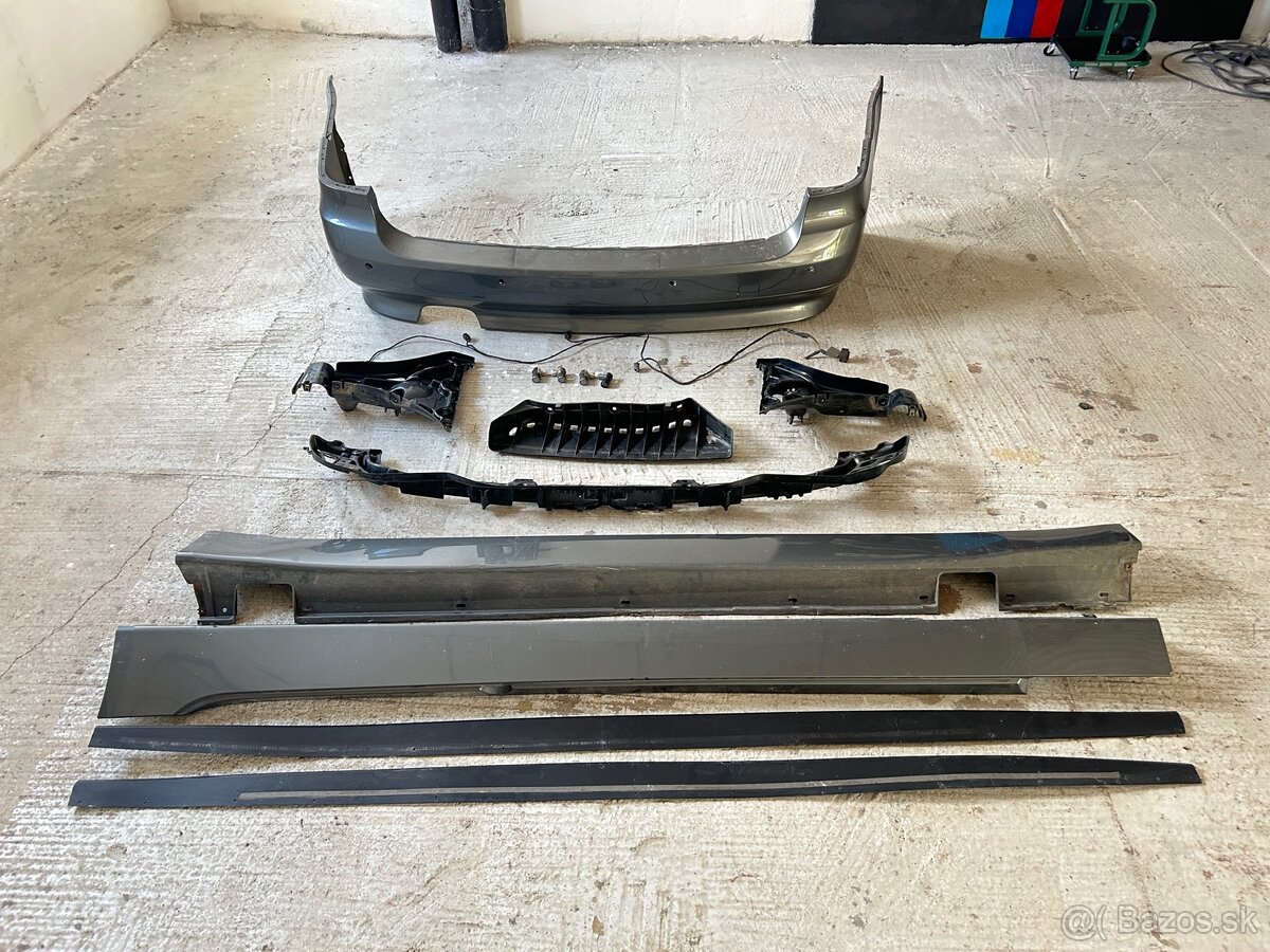 BMW E61 zadný nárazník komplet, prahy, podprahové lišty