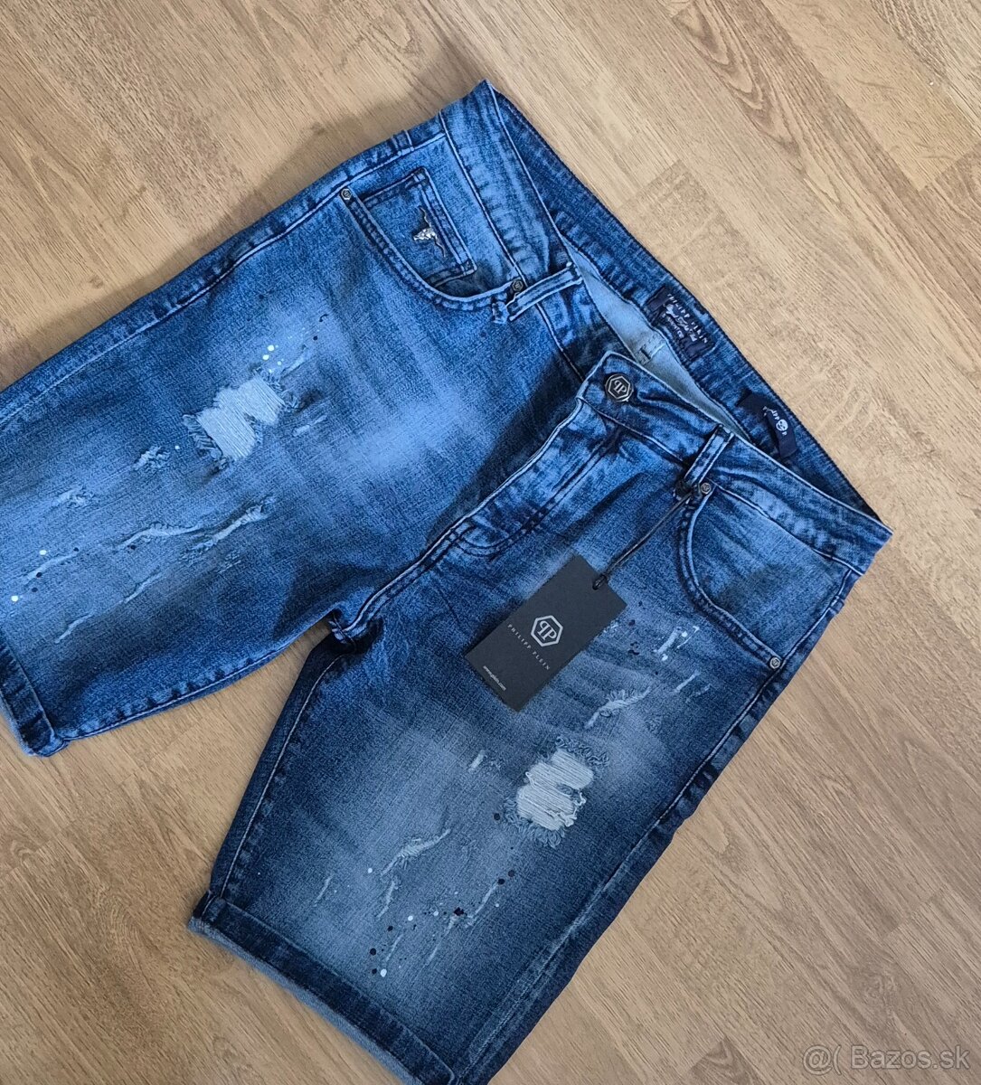Philipp plein pánske riflové šortky - kraťasy 2