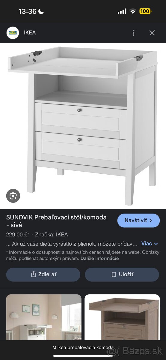 Prebalovacia komoda