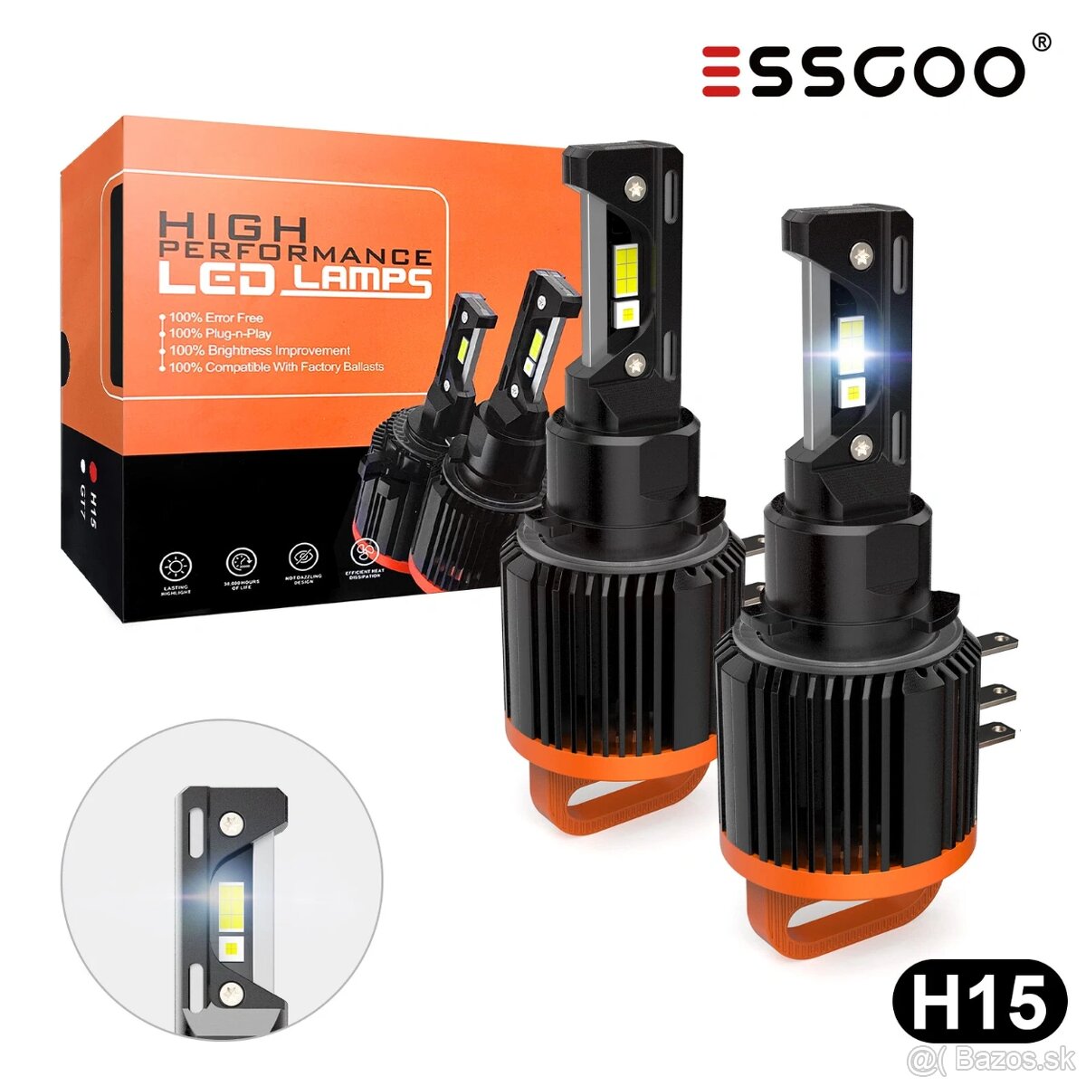 LED H15 canbus Denné DRL High Performance 6000k 2Ks