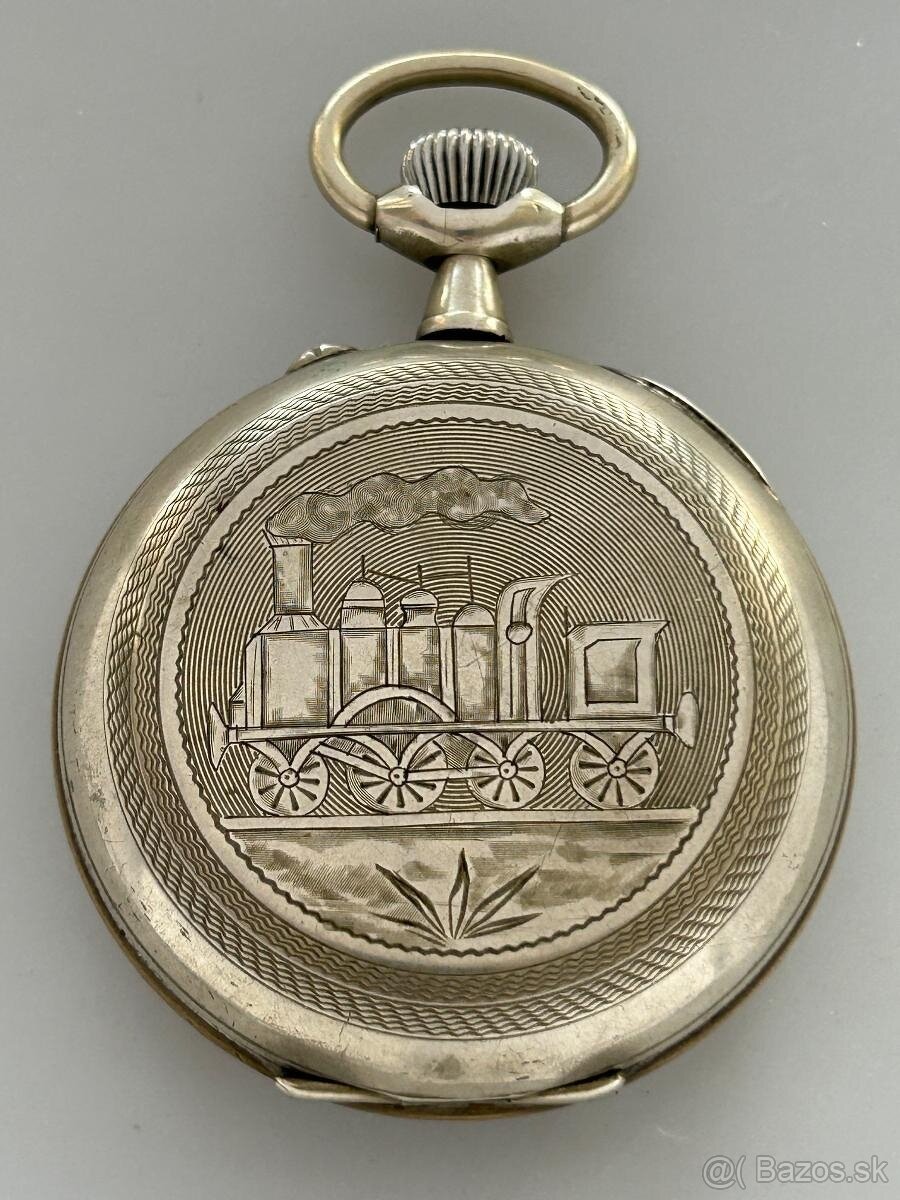 Velké 66 mm, 202 g těžké staré železniční hodinky s lokomoti