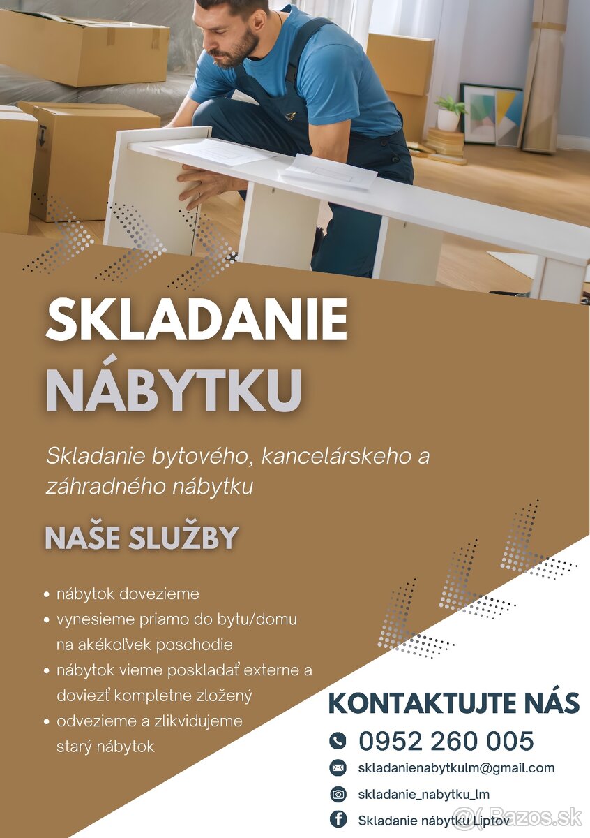 Skladanie bytového, kancelárskeho a záhradného nábytku