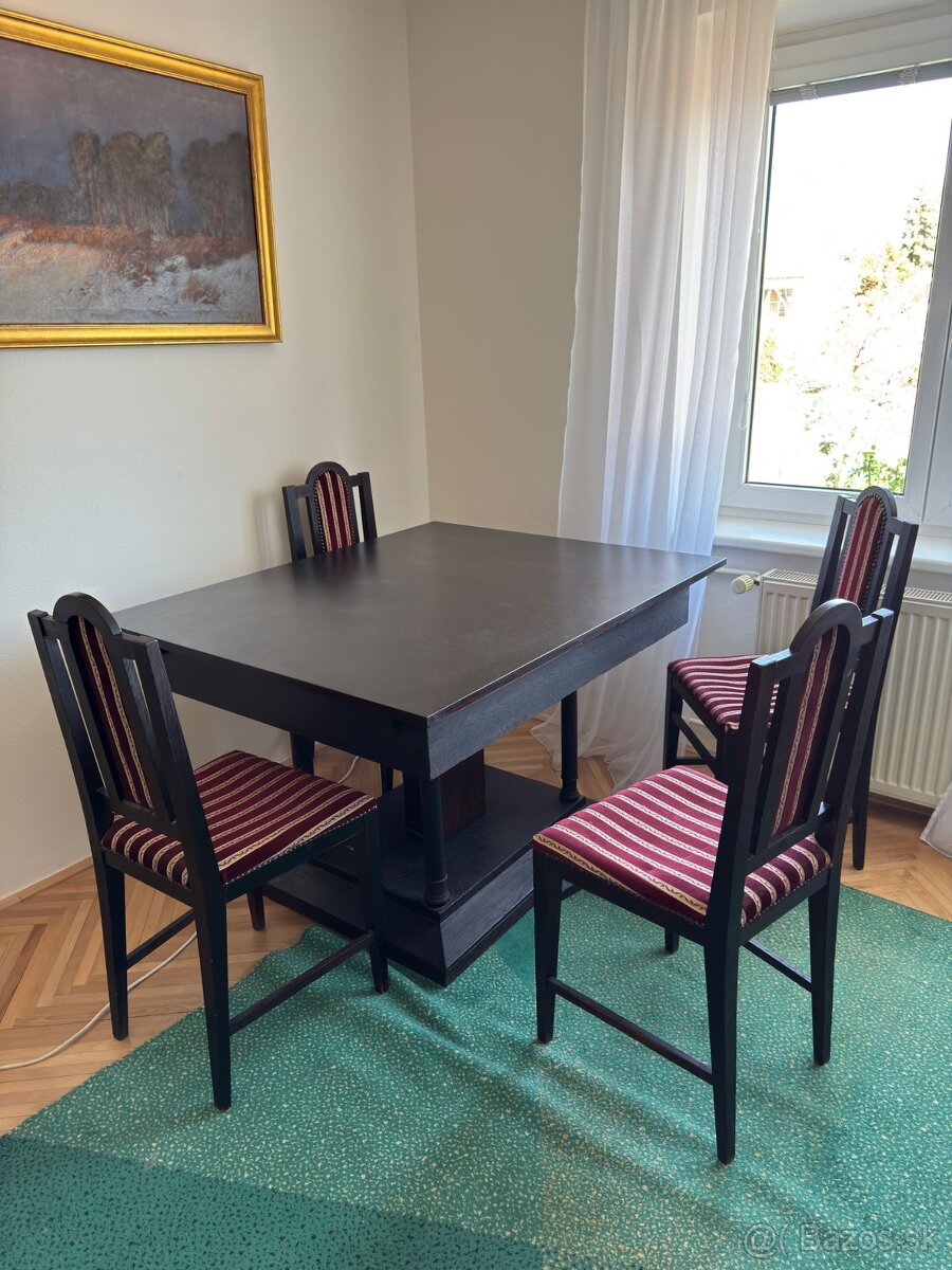 Art deco stôl a 4 stoličky