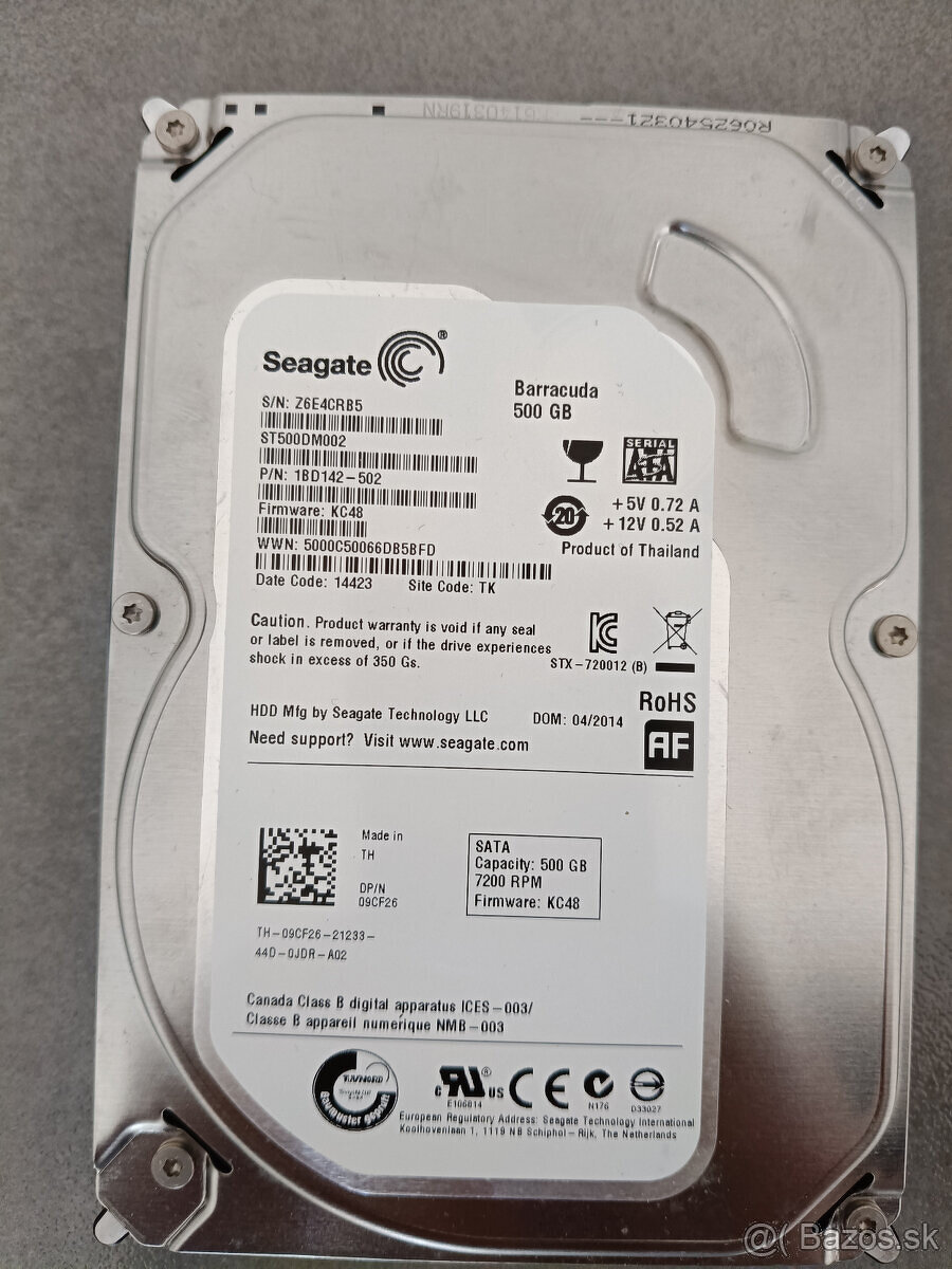 Seagate ST500DM002 kapacita 500GB veľkosť 3,5"